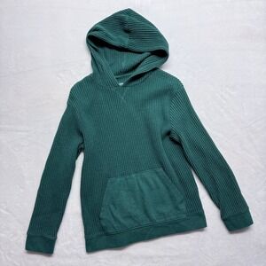 Cat‎ & Jack Boys Waffle Knit Hoodie Green Size L 10 12 Long Sleeve Pullover